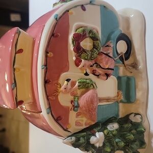 Blue Sky Clayworks Flamingo Camper Cookie Jar